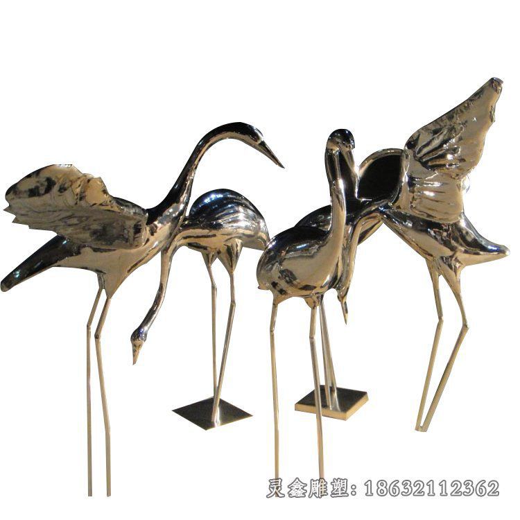 不锈钢仙鹤公园动物雕塑