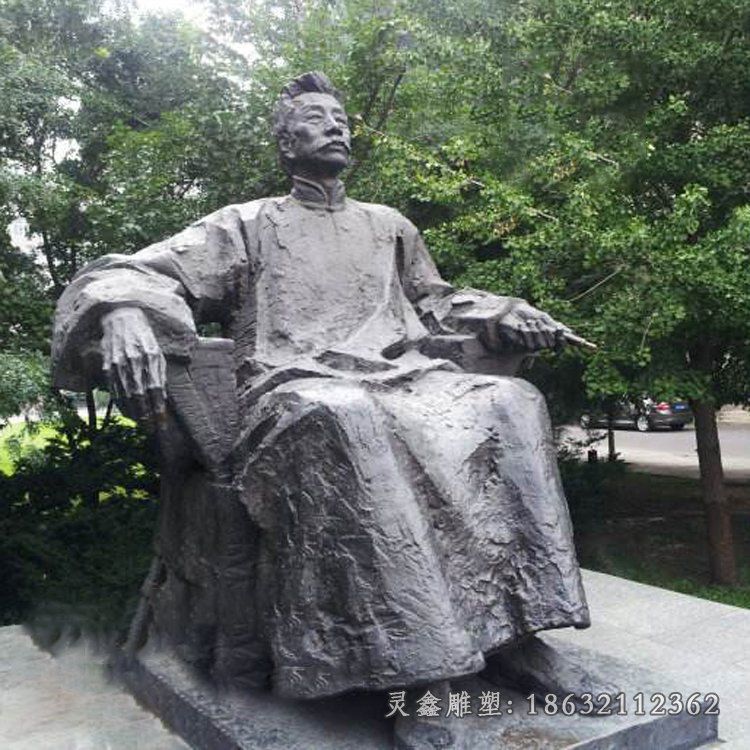 文学家人物鲁迅铜雕