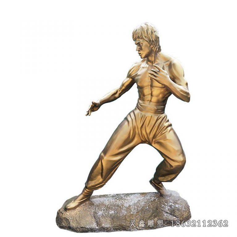武道李小龙景观铜雕