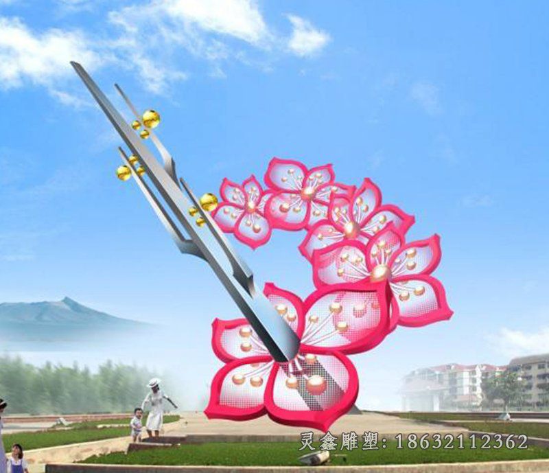 不锈钢广场花朵雕塑