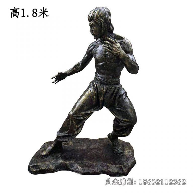 影视名人李小龙铜雕