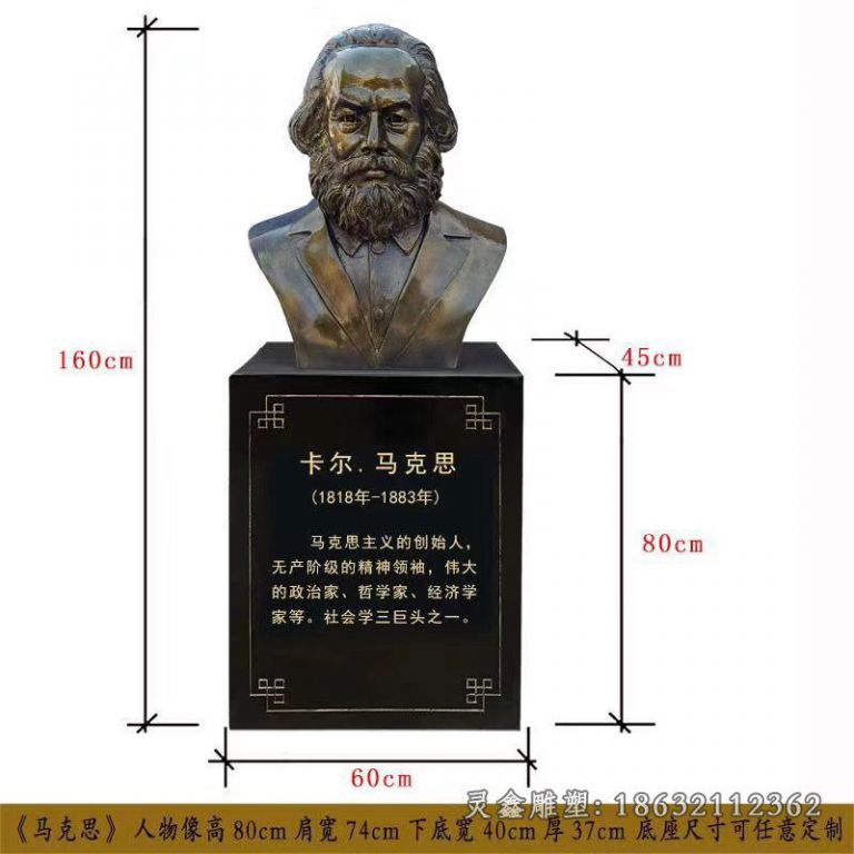 政治家马克思胸像铜雕