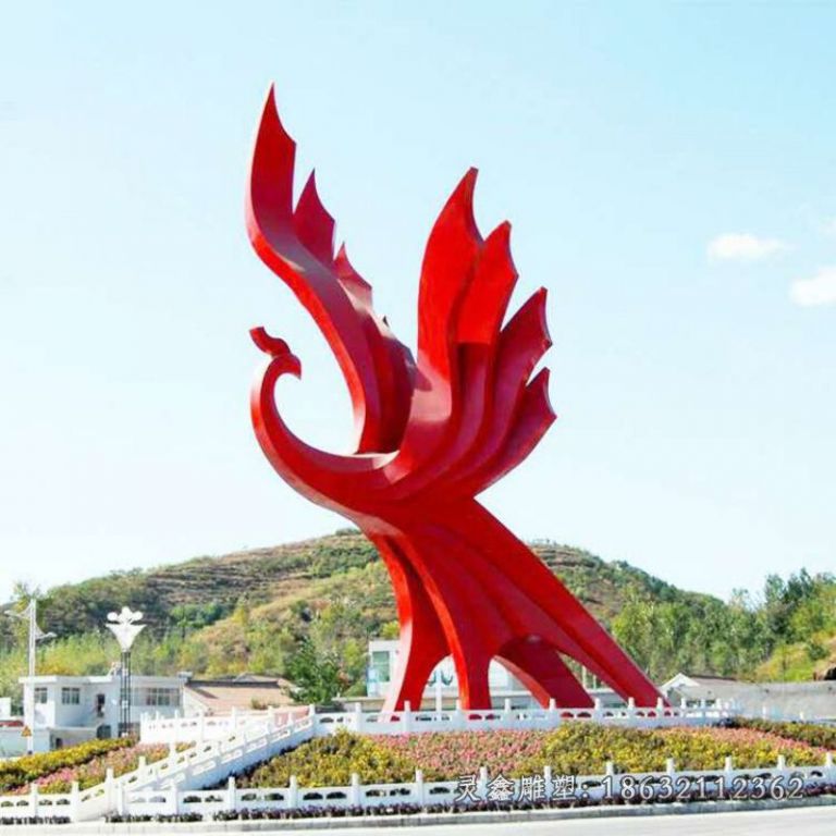 凤凰动物景观不锈钢雕塑