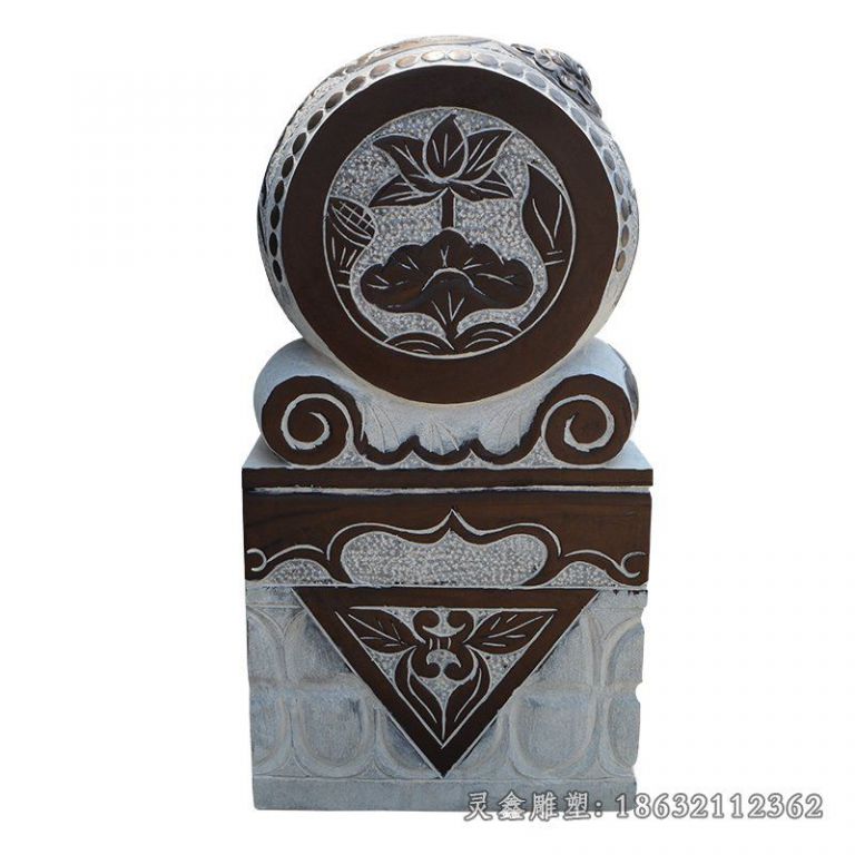 麒麟浮雕青石抱鼓石雕