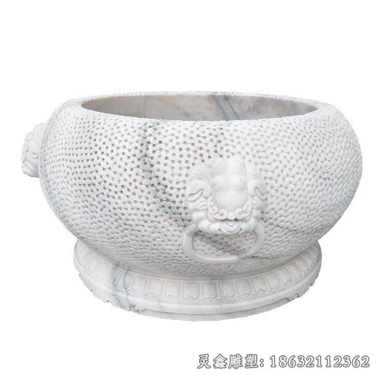 狴犴浮雕水缸景观石雕