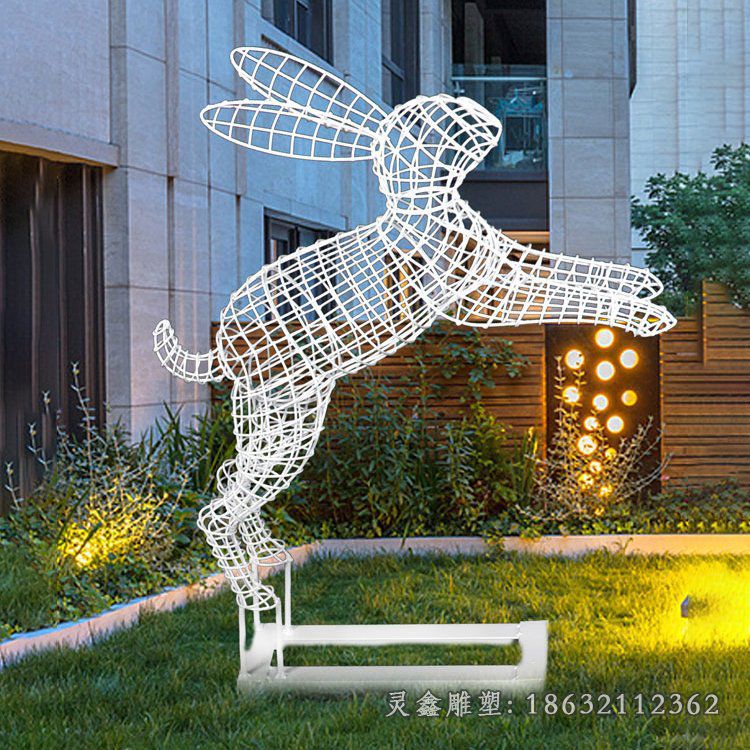 花园庭院镂空兔子雕塑