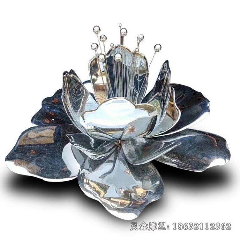 镜面不锈钢抽象花朵雕塑