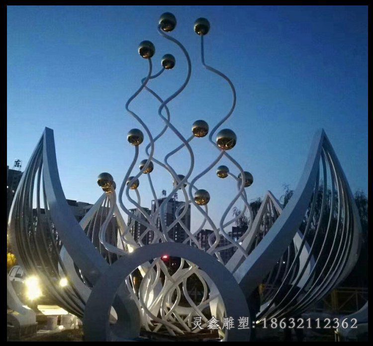 不锈钢荷花广场景观雕塑