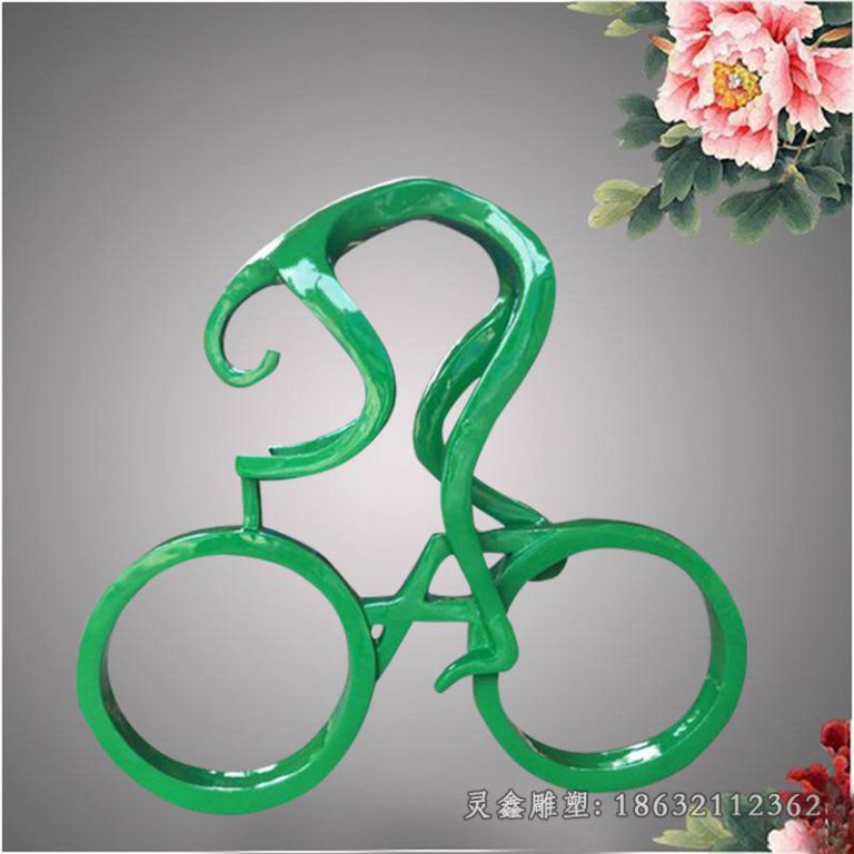 不锈钢抽象自行车雕塑