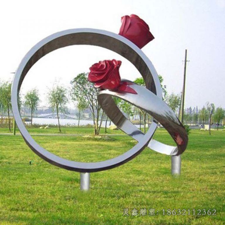 不锈钢戒指公园景观雕塑