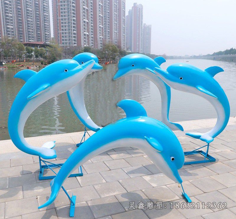 不锈钢海豚广场景观雕塑