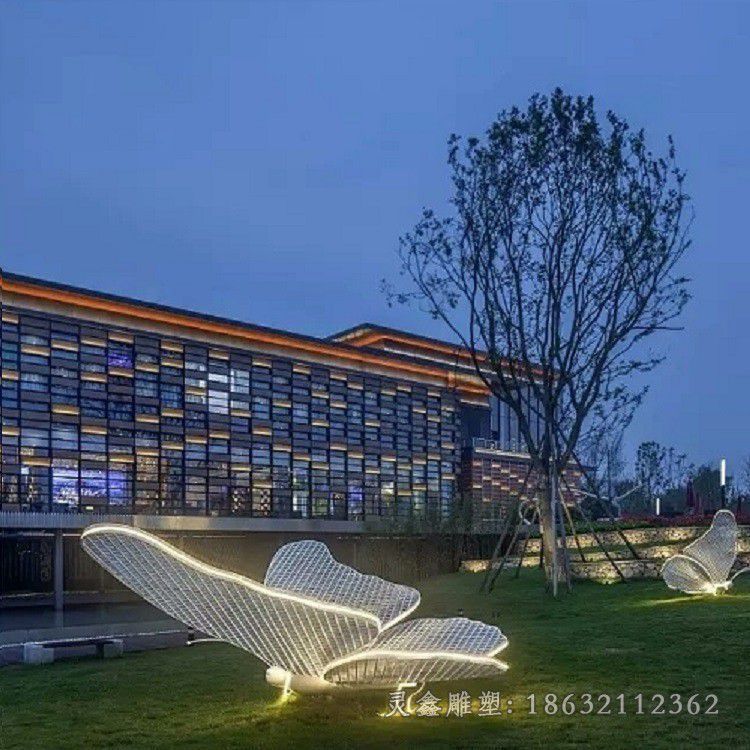 不锈钢发光蝴蝶城市雕塑