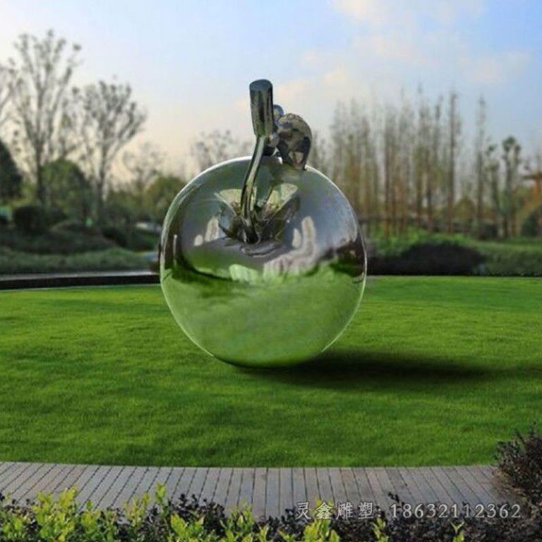 不锈钢镜面苹果公园雕塑