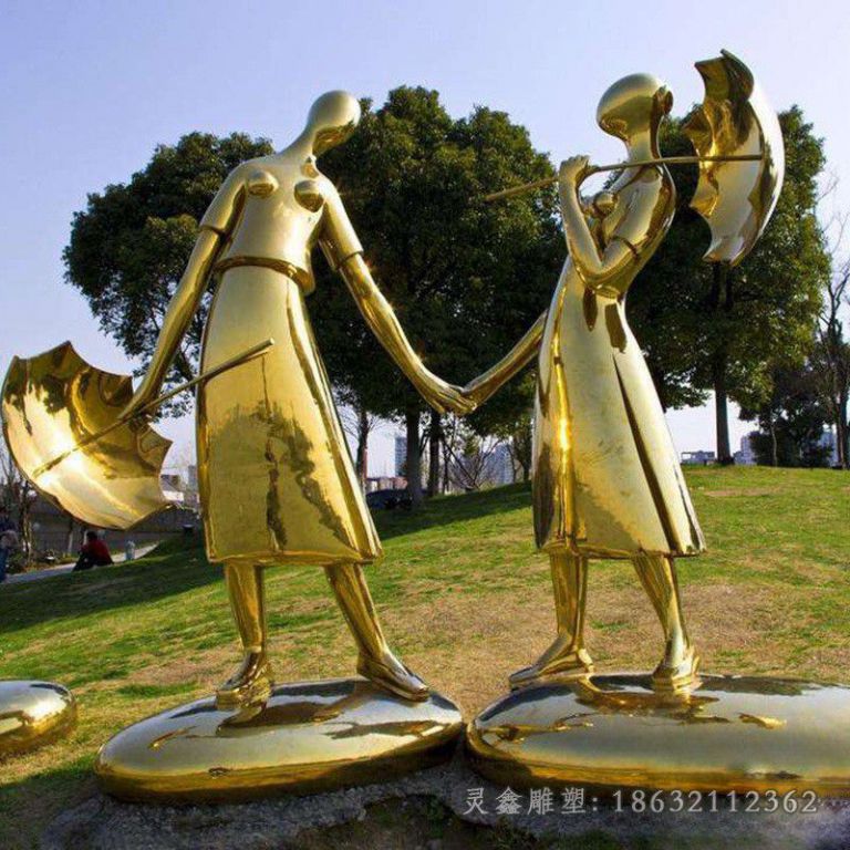 不锈钢镜面抽象人物户外雕塑