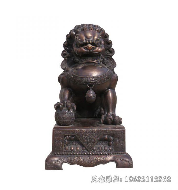 踩球狮子城市动物铜雕