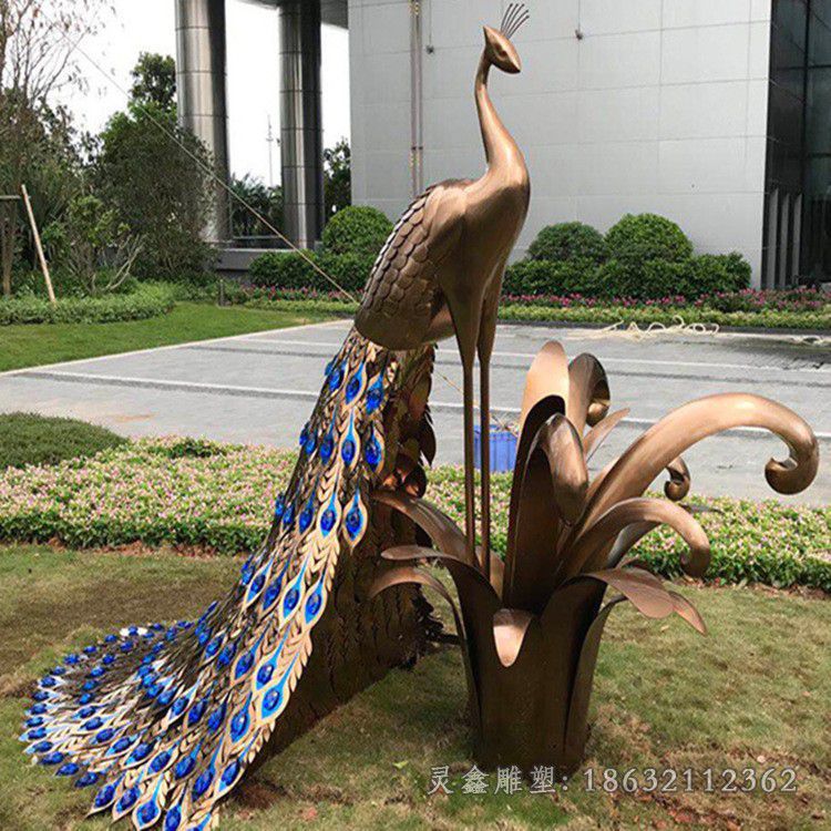 别墅孔雀抽象景观铜雕