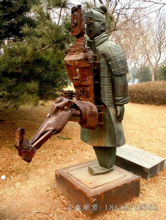 兵马俑广场景观人物铜雕