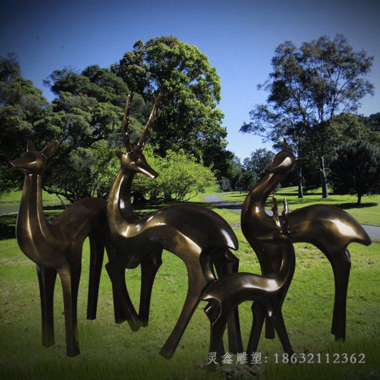 抽象群鹿广场景观铜雕