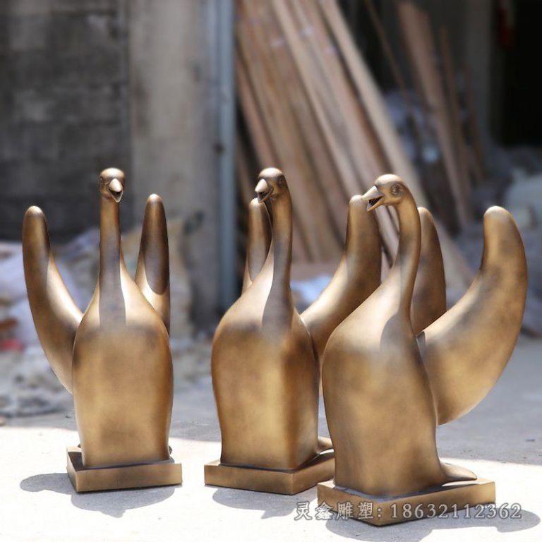 抽象天鹅广场动物铜雕