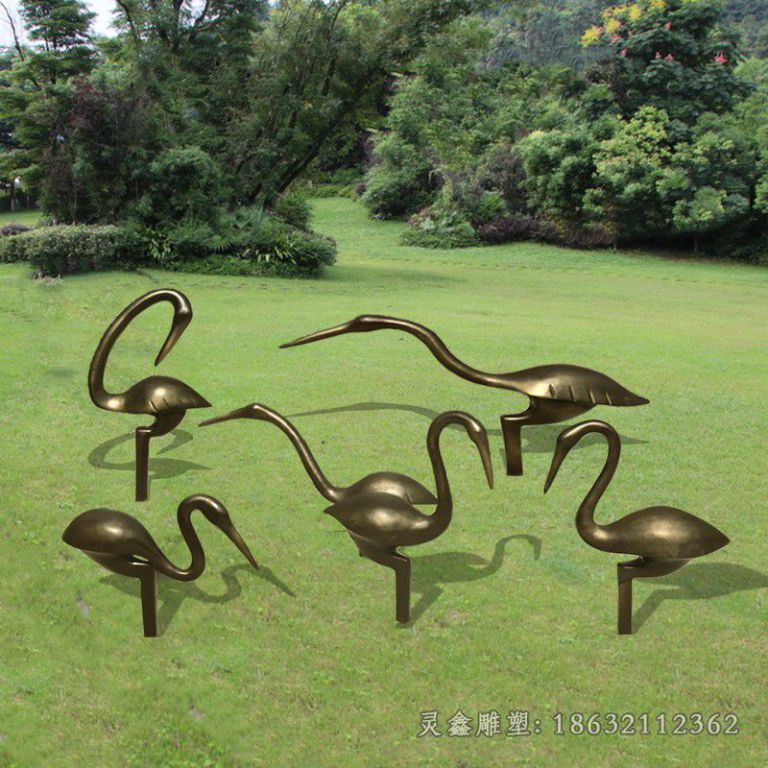 抽象仙鹤户外景观铜雕