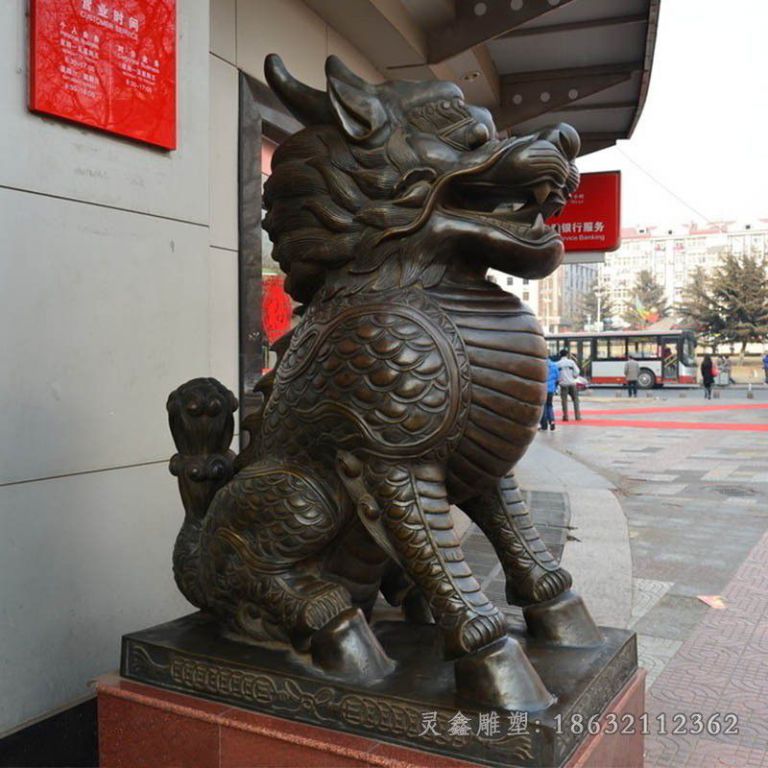 动物麒麟街边景观铜雕