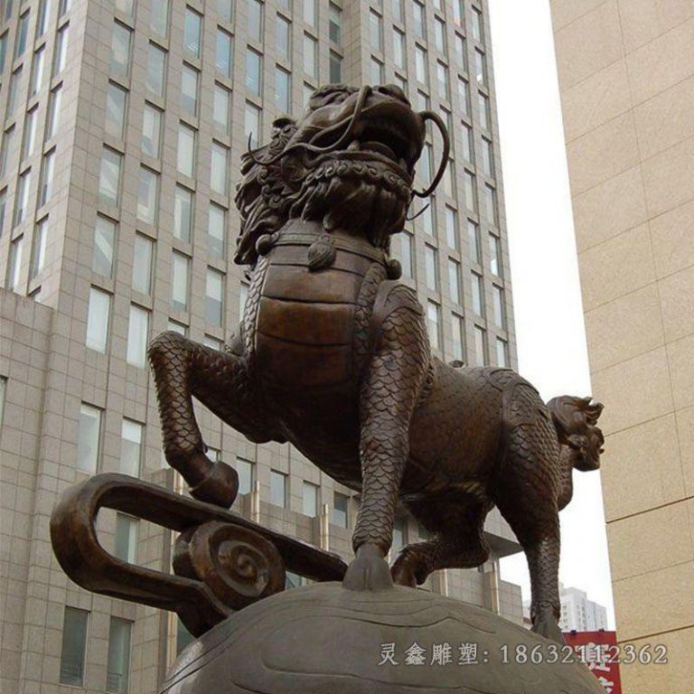 动物麒麟小区景观铜雕