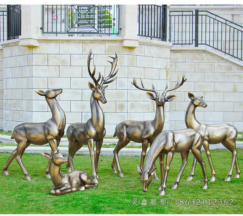 抽象小鹿别墅景观铜雕
