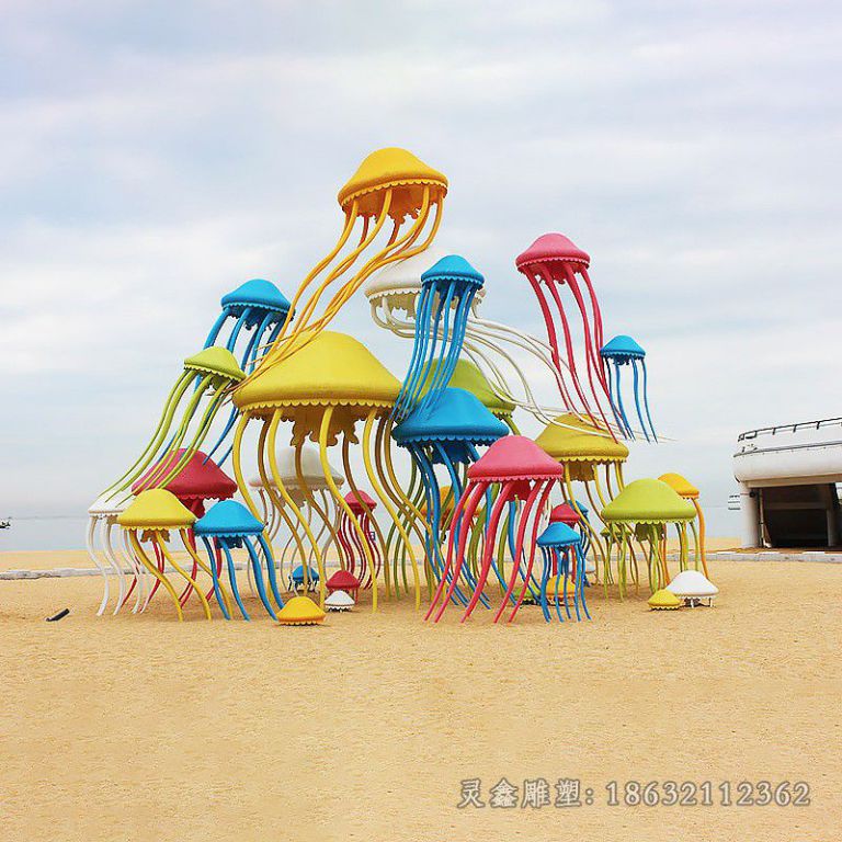 不锈钢彩绘水母城市雕塑