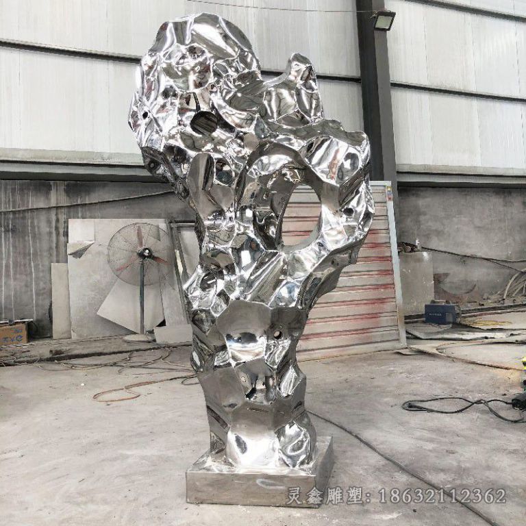 不锈钢抽象太湖石小区雕塑