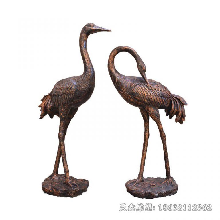 情侣仙鹤城市动物铜雕