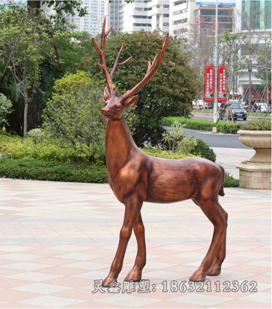 站姿小鹿小区景观铜雕
