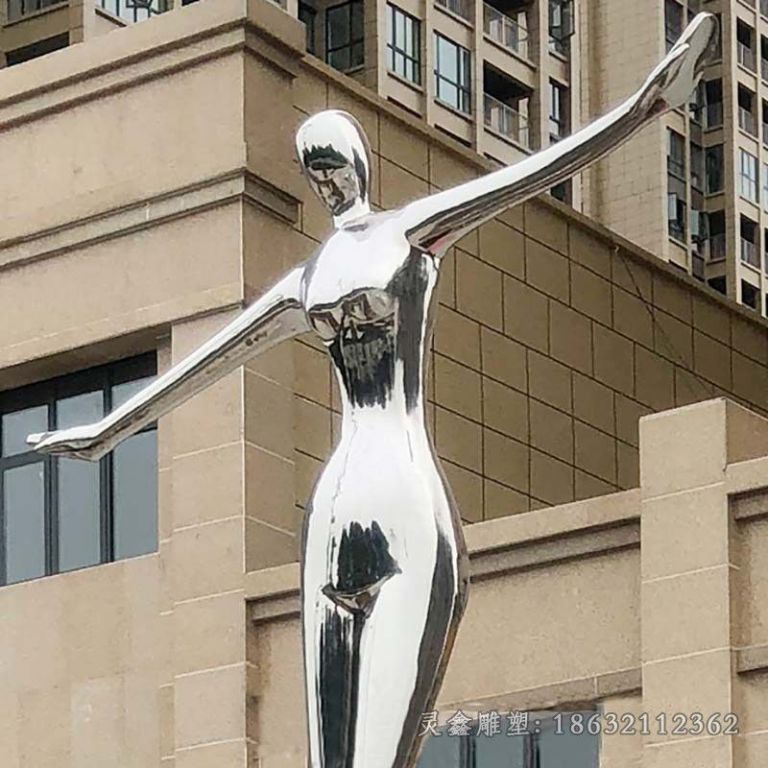 不锈钢舞蹈人物小区雕塑