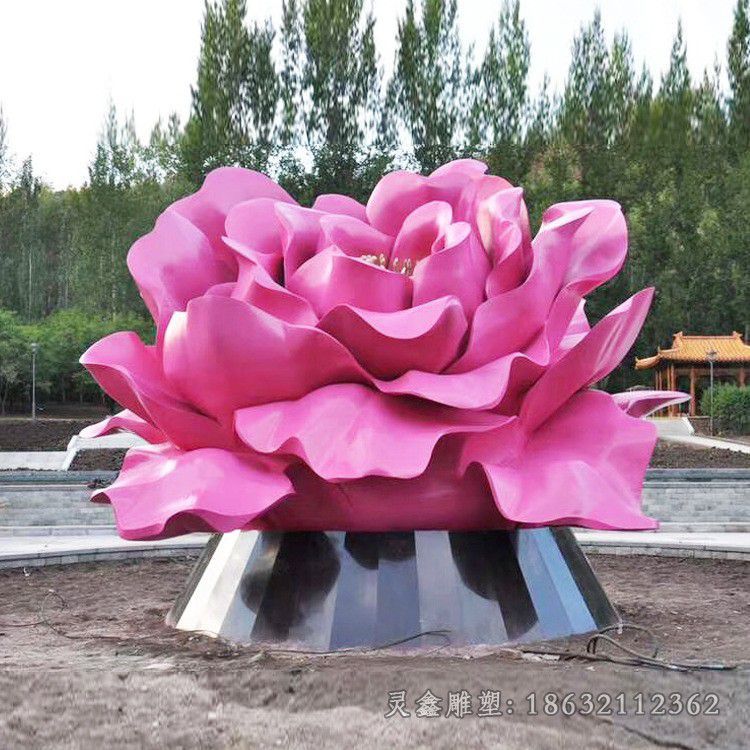 不锈钢彩绘花公园雕塑