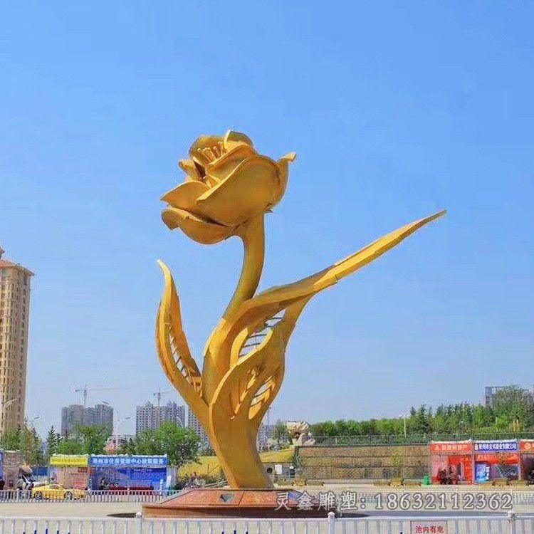 不锈钢彩绘花城市雕塑