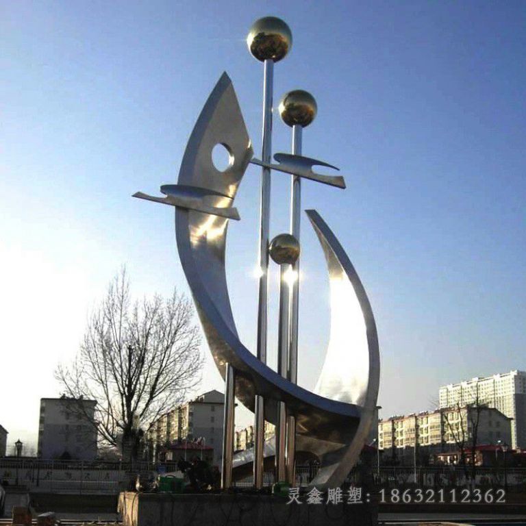 不锈钢镜面标志小区雕塑
