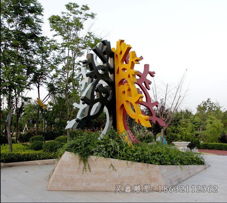 不锈钢抽象彩绘公园雕塑