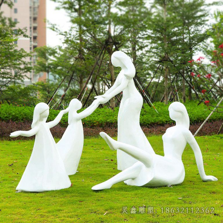 不锈钢小区人物景观雕塑