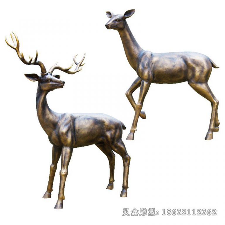 情侣鹿广场景观铜雕