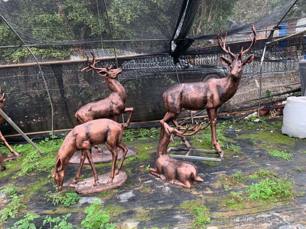 群鹿户外景观铜雕