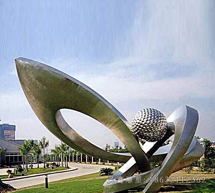 不锈钢异形圆环小区雕塑