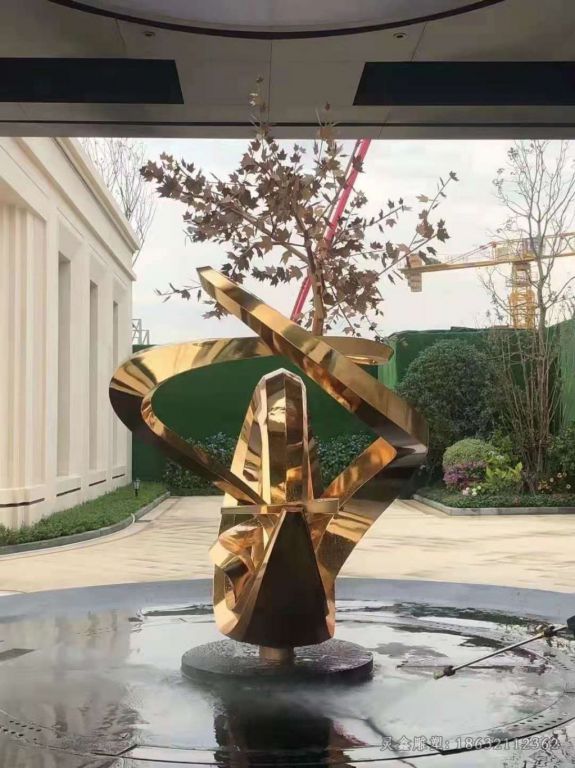 不锈钢彩绘树叶小区雕塑