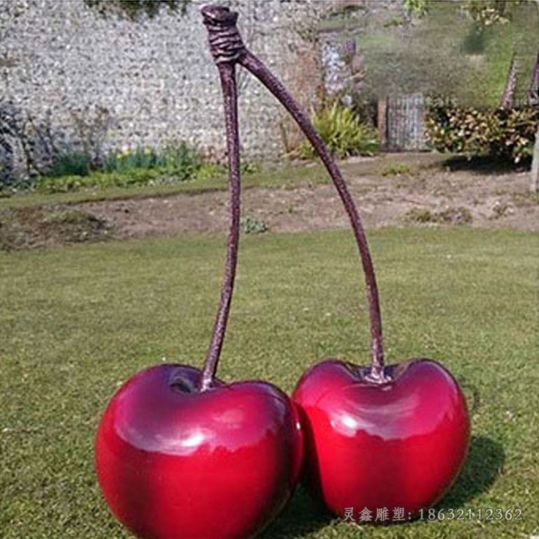 不锈钢彩绘樱桃公园雕塑