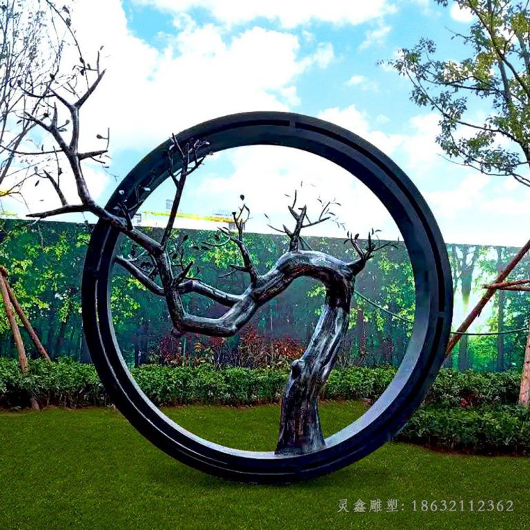 不锈钢圆环树枝公园雕塑