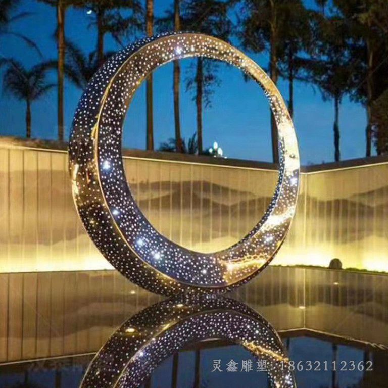不锈钢发光圆公园雕塑