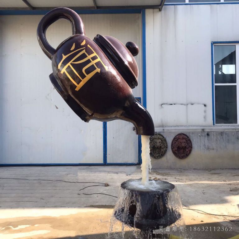 茶壶和茶杯小区铜雕