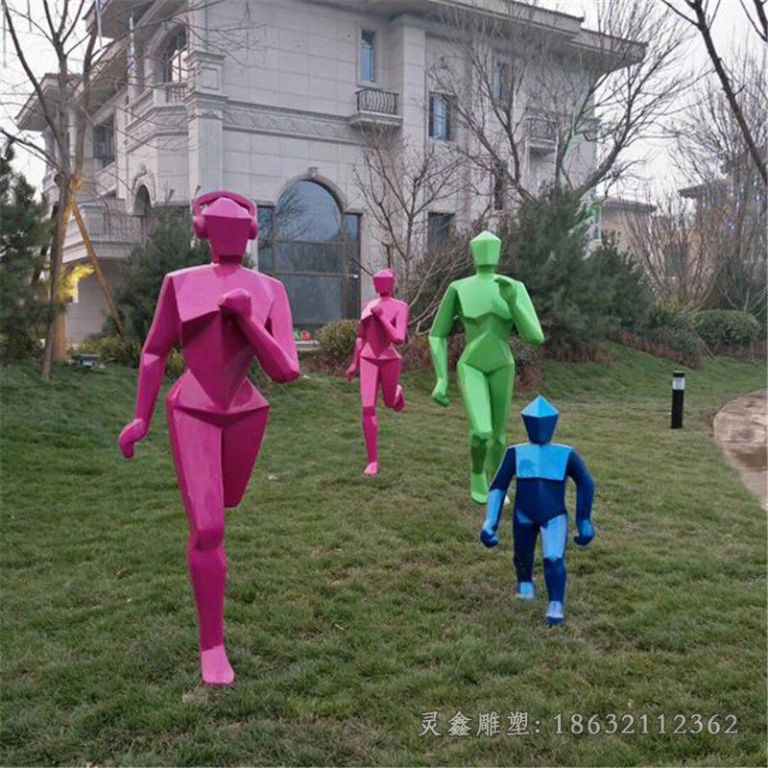 不锈钢跑步人物公园雕塑