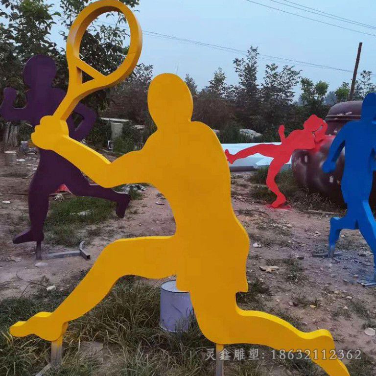 不锈钢打羽毛球公园雕塑