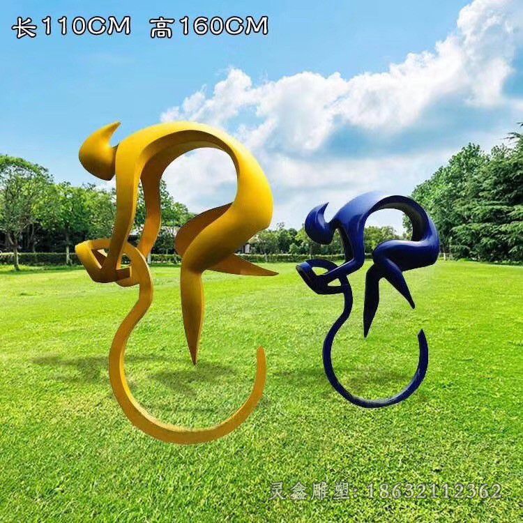 不锈钢抽象自行车户外雕塑