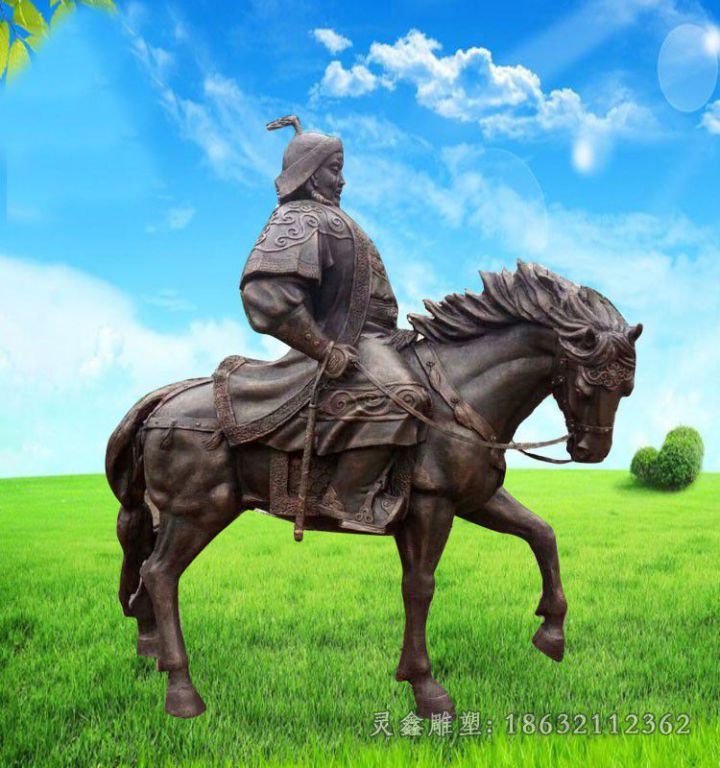 成吉思汗骑马户外铜雕