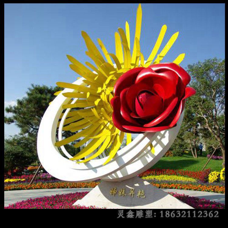 不锈钢彩绘花商场雕塑